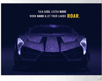 Lambo ROAR Canvas Painting: Modern Motivational Wall Art