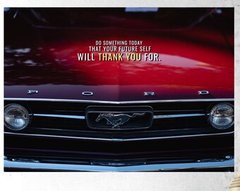 Motivational Car Canvas Art: 'Thank Your Future Self' Quote