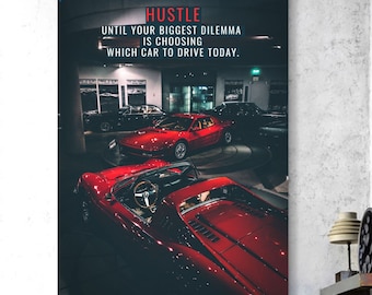 Luxury Car Canvas Painting: Modern Motivational Wall Art