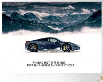 Luxury Car Canvas Print: Motivational Quote Wall Art