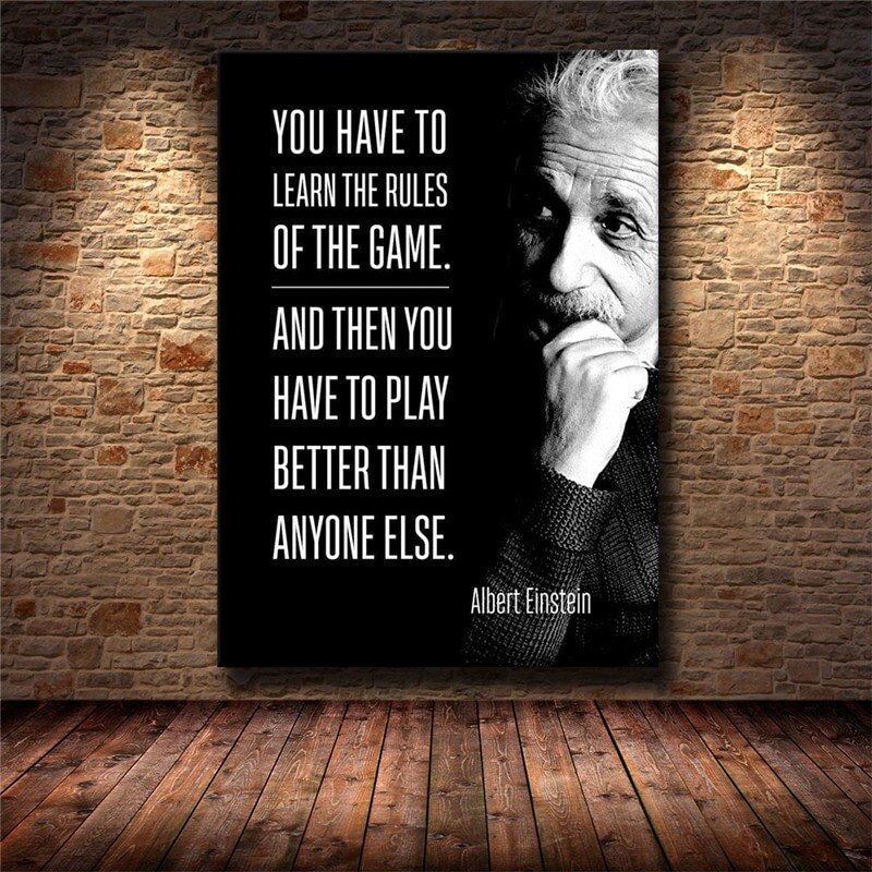 Albert Einstein LEARN the Rules of They GAME Inspirational Canvas