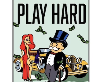Work Hard Play Hard Monopoly Canvas Painting || Motivating Modern Wall Art || MOTIVATION