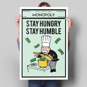 Stay HUNGRY Stay HUMBLE Monopoly Canvas Painting || Motivating Modern Wall Art || MOTIVATION