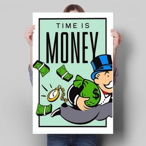 TIME is MONEY Monopoly Canvas Painting || Motivating Modern Wall Art || MOTIVATION