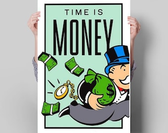 TIME is MONEY Monopoly Canvas Painting || Motivating Modern Wall Art || MOTIVATION