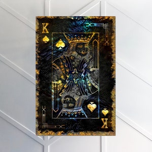 KONING Speelkaart POKER Kaarten Canvas Schilderij || Motiverende moderne kunst aan de muur || MOTIVATIE