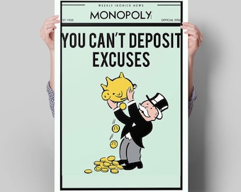You Can&#39;t Deposit EXCUSES Monopoly Canvas Painting || Motivating Modern Wall Art || MOTIVATION