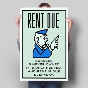 SUCCESS is NEVER Owned It is Rented Monopoly Canvas Painting || Motivating Modern Wall Art || MOTIVATION