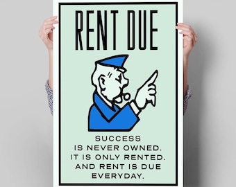 SUCCESS is NEVER Owned It is Rented Monopoly Canvas Painting || Motivating Modern Wall Art || MOTIVATION