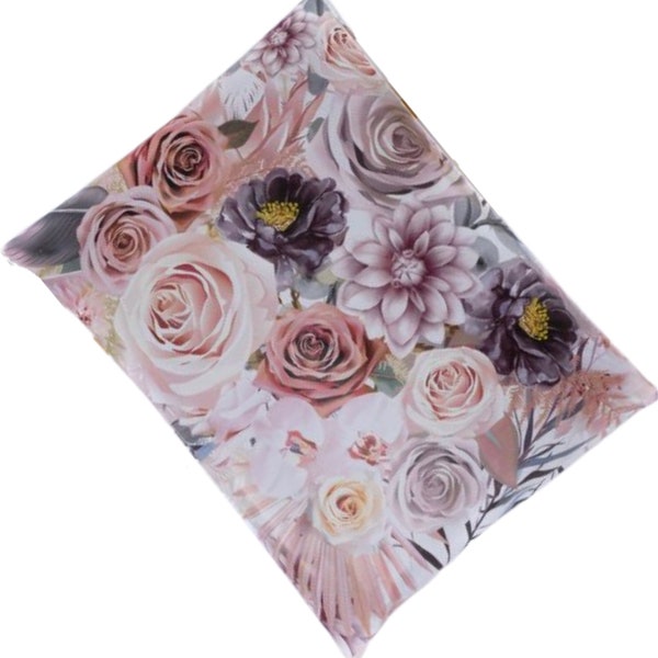10x13" - Boho Floral 20 qty | Poly Mailer | Wrapping | Shipping Bag | Flowers | Cute | Pastel