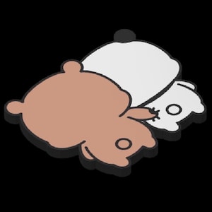 May include: A cartoon illustration of two bear-like figures, one brown and one white, overlapping on a black background. The brown bear is on the bottom, and the white bear is on top. Both have simple facial features.