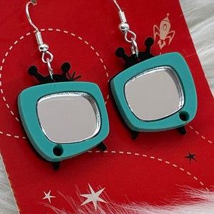 Mini Boob Tube earrings/Retro TV/Acrylic Earrings/Laser Cut Jewelry/Acrylic Jewelry/Funky jewelry