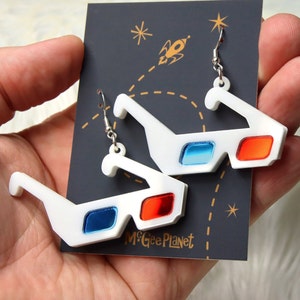 3-D glasses earrings, movie glasses, Doctor Who earrings, acrylic earrings, 10th doctor earrings