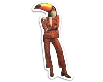 Stylin' Toucan Vinyl sticker - laptop sticker,  water bottle sticker, waterproof stickers, weatherproof sticker, art sticker, toucan sticker