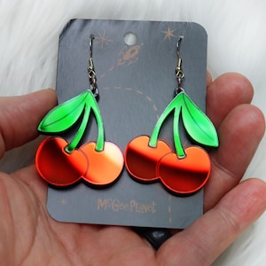 Cherry On Top Earrings/Acrylic Earrings/Laser Cut earrings