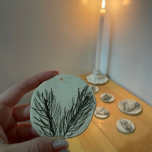 Embossed Pine Tree Ceramic Ornament image 3