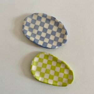 Mini Handmade Ceramic Checkered Decorative Tray image 1