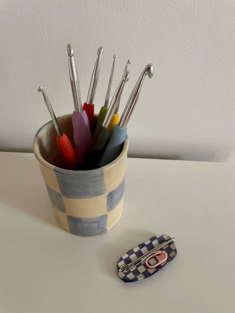 Mini Handmade Ceramic Checkered Decorative Tray image 5