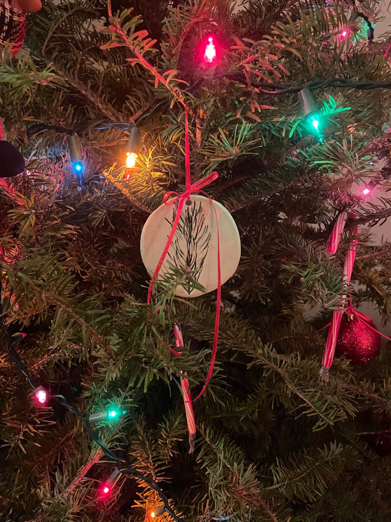 Embossed Pine Tree Ceramic Ornament image 6