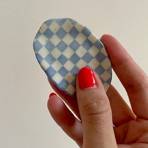 Mini Handmade Ceramic Checkered Decorative Tray image 3
