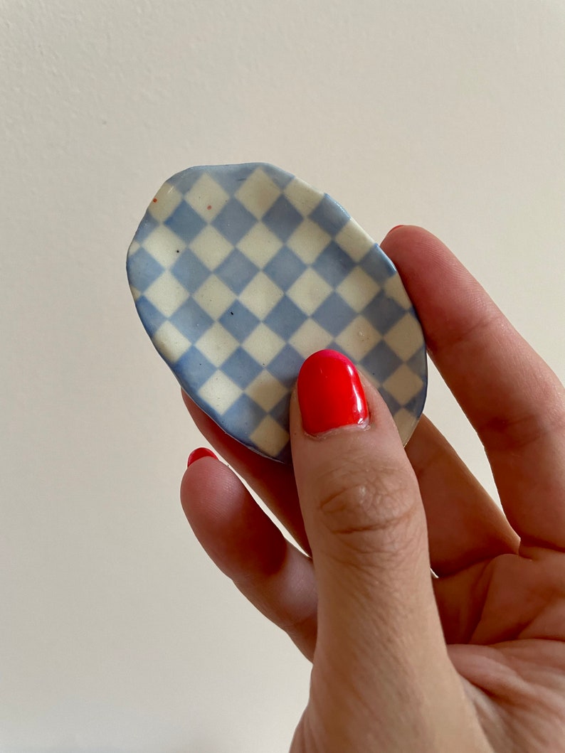 Mini Handmade Ceramic Checkered Decorative Tray image 3