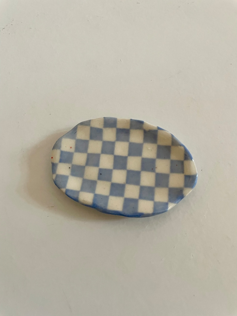 Mini Handmade Ceramic Checkered Decorative Tray image 7