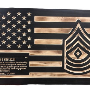 US Army Rank American Flag l NCO Flag l Commisioned Officer Flag | PCS l Retirement l promotion | gift
