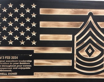 US Army Rank American Flag l NCO Flag l Commisioned Officer Flag | PCS l Retirement l promotion | gift