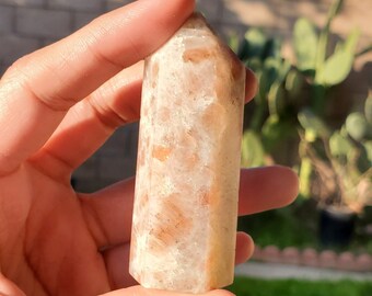 Polished Sunstone Point // Crystal Gemstone Obelisk Tower Metaphysical Gifts Black Owned Sacral Chakra Confidence Vitality