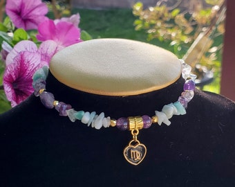 Handmade Crystal Jewelry for Virgo // Anklet Bracelet Charm Aries Libra Cancer Pisces Taurus Leo Capricorn Virgo Black Owned Zodiac Gold