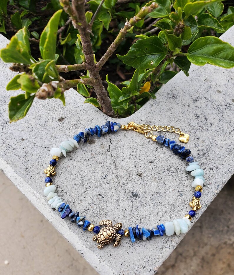 Custom Handmade Crystal Anklet / Body Jewelry Black Owned Quartz Lapis Citrine Moonstone Personalized Gifts Elengant Boho Minimalist Agate image 3