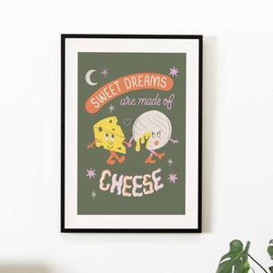 Sweet Dreams Cheese Art Print: Quirky Kitchen Decor (Digital Download)