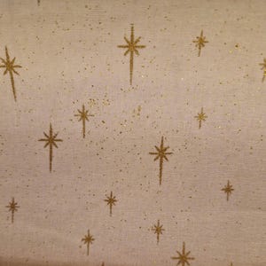 Cream and Gold Metallic John Louden Christmas Stars Fabric for Crafts, Sewing, Quilting, Patchwork - Fat Quarter, 1/2 Metre & Metre