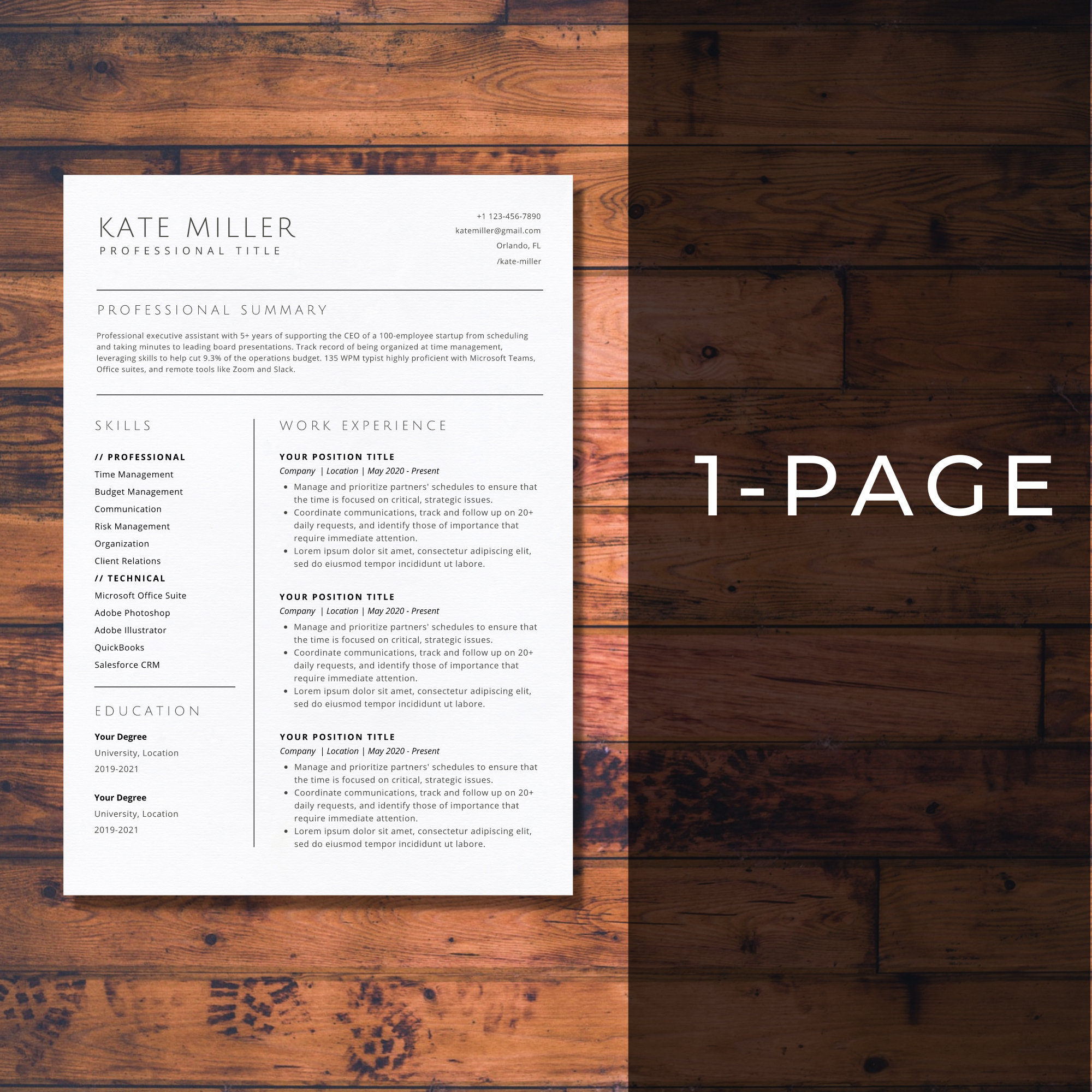 2025 Clean Resume Template for Google Docs Executive ATS Friendly ...