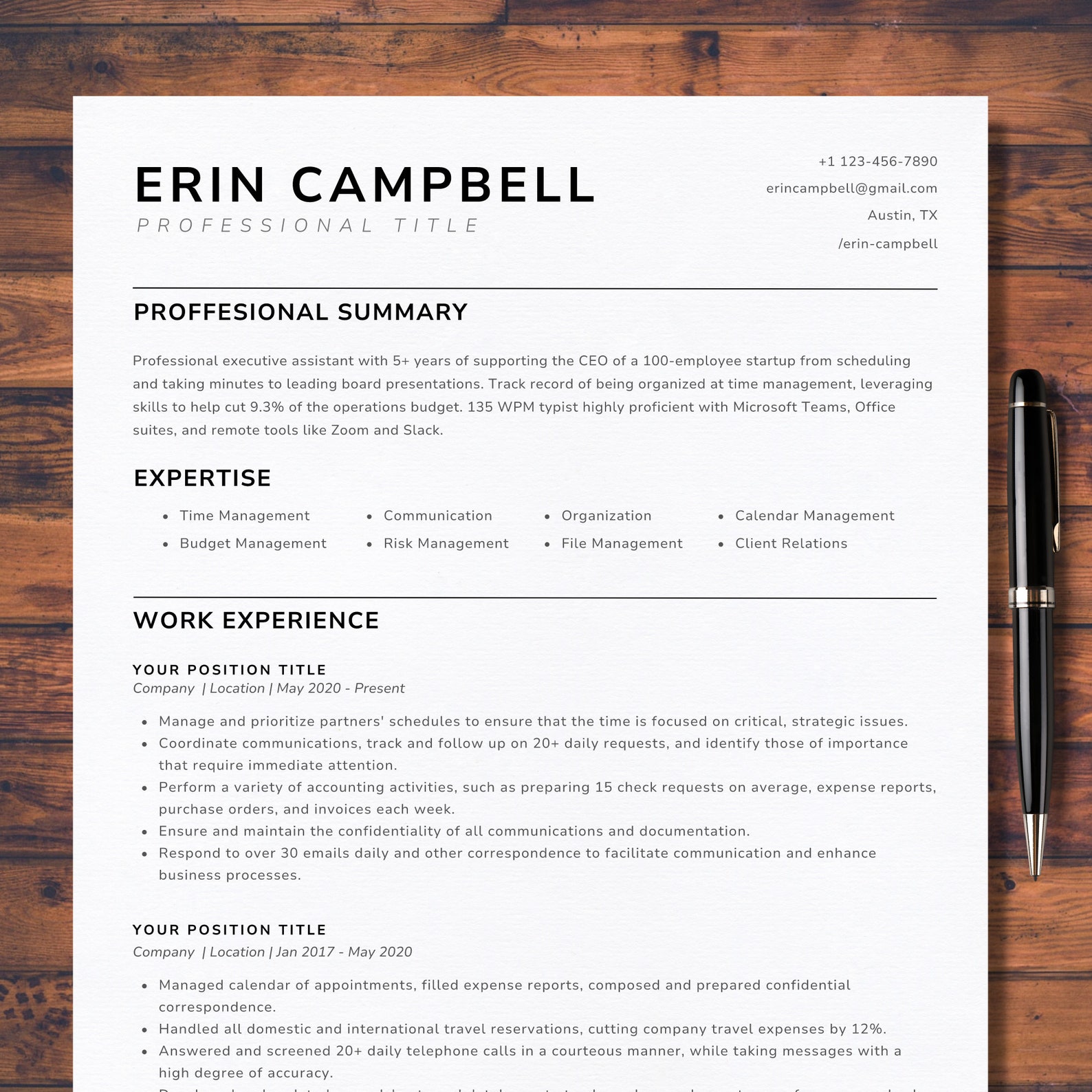 2025 ATS Friendly Modern Resume Template Google Docs Clean Word Resume ...