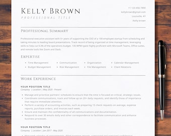 2024 Clean Resume Template Google Docs ATS Friendly Modern Word Resume Professional Executive Assistant Simple Minimalist Resume Template