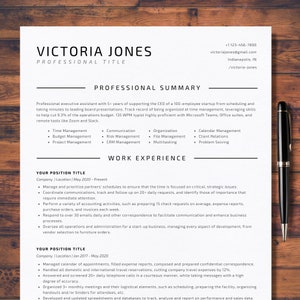 2025 Simple Resume Template Google Docs Minimalist Modern Word Resume ATS Friendly Template Executive Assistant Professional Resume Template