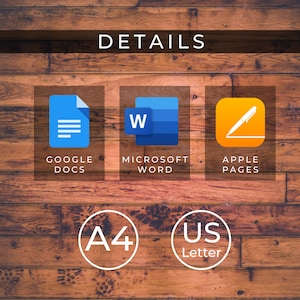 Może przedstawiać: Grafika przedstawiająca r&oacute;żne formaty plik&oacute;w dla dokument&oacute;w, w tym Google Docs, Microsoft Word i Apple Pages. Grafika przedstawia r&oacute;wnież dwa standardowe rozmiary papieru: A4 i US Letter.
