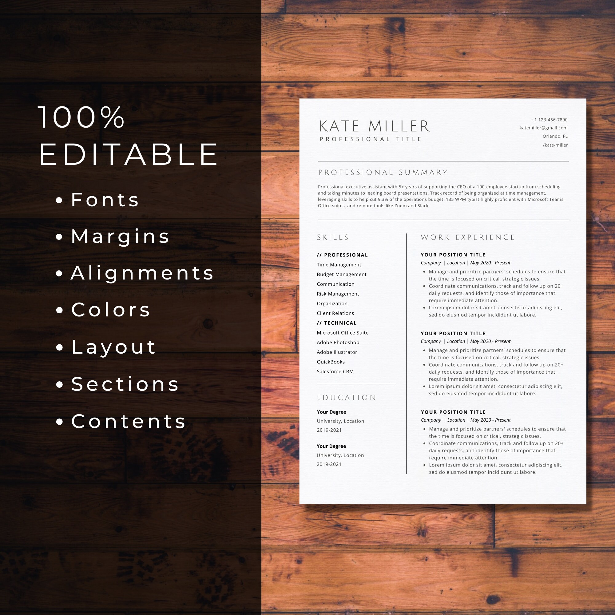 2025 Clean Resume Template for Google Docs Executive ATS Friendly ...