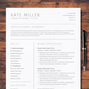 2024 Clean Resume Template For Google Docs Executive ATS Friendly Resume Template Word Minimalist Simple Creative Modern CV Template Pages image 1