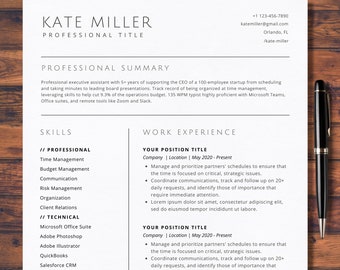 2024 Clean Resume Template For Google Docs Executive ATS Friendly Resume Template Word Minimalist Simple Creative Modern CV Template Pages