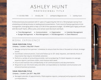 2024 Google Docs Resume Template Modern ATS Friendly Professional Resume Template For Word Modern Executive Assistant Resume CV Template