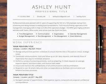 2025 Google Docs Resume Template Modern ATS Friendly Professional Resume Template For Word Modern Executive Assistant Resume CV Template