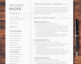 2024 Modern Resume Template Google Docs Resume Template For Word ATS Friendly Professional Resume Template Minimalist Resume Cover Letter