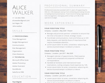 2024 Resume Template Google Docs Modern ATS Friendly Clean Minimalist Word CV Template Simple Professional Functional Resume Template Pages