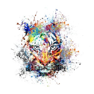 Colorful tiger sublimation png digital download