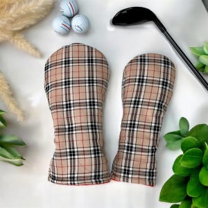 Hoofdcovers voor golfclubs tartan | Golfcadeaus | Compatibel met alle merken | Driver fairwayhout en hybride clubhoes | Geruite print