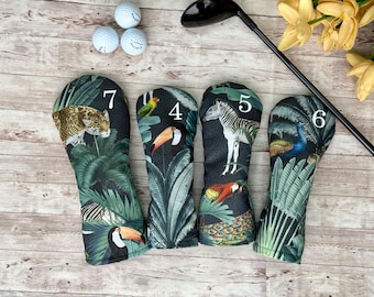 Funda personalizada para palo de golf con estampado de animales de la selva