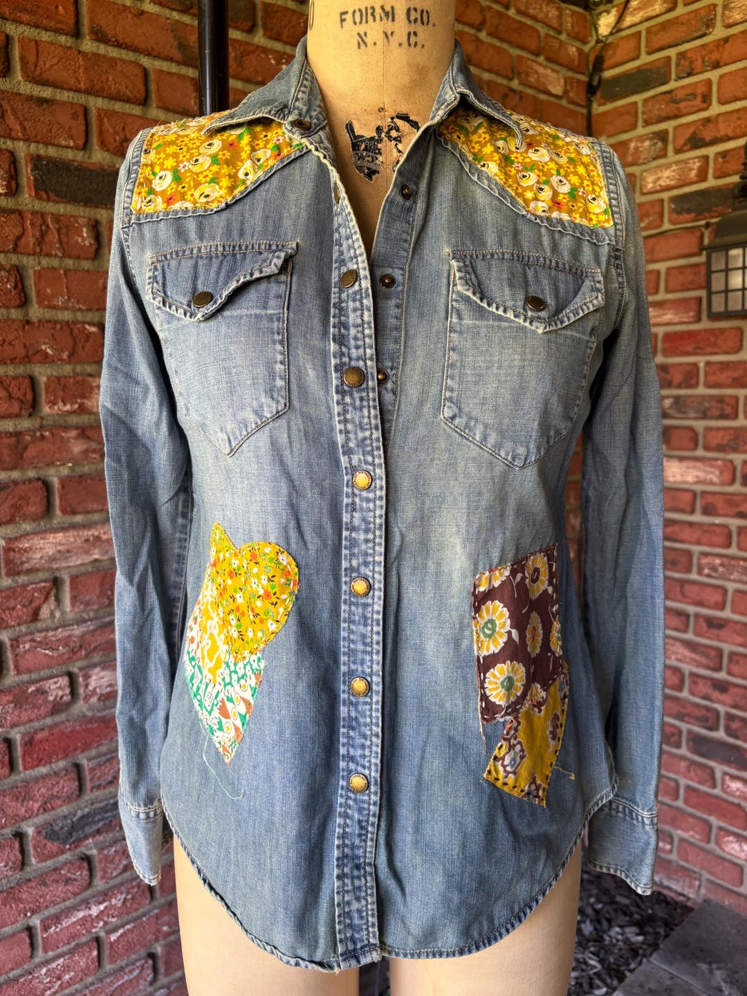 Vintage-Effect Denim Foldline Shirt