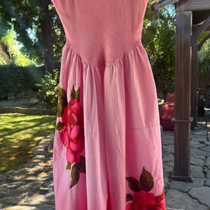 Up-cycled dress with vintage rose fabric sewn on. size xs